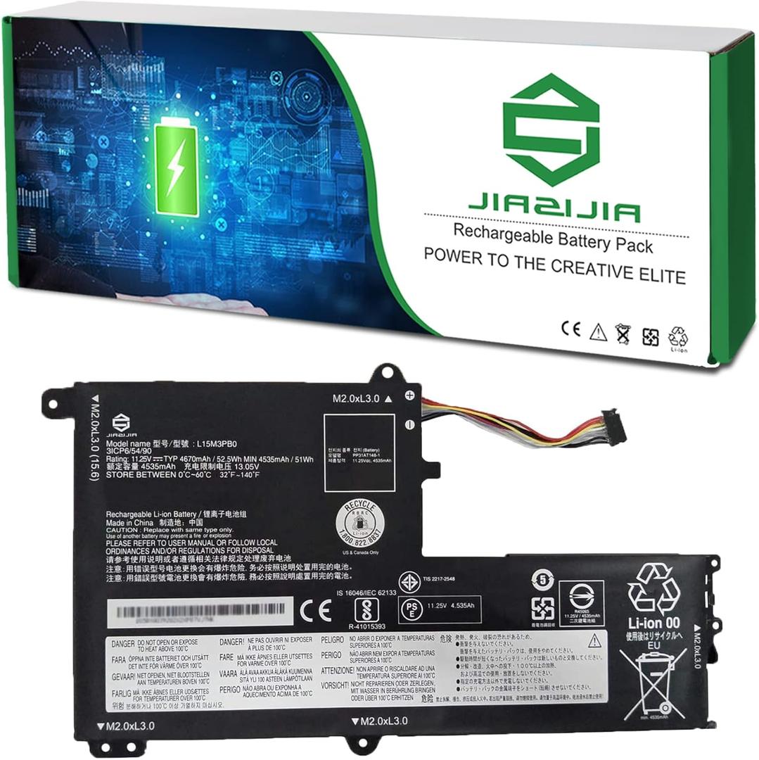 L15M3PB0 Type-B Laptop Battery Replacement for Lenovo IdeaPad 330S-14AST 330S-14IKB 330S-15ARR 330S-15AST 330S-15IKB Series Notebook L15L3PB0 L15C3PB1 11.25V 52.5Wh 4670mAh