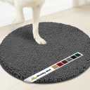 Muddy Mat Shown on TV Super Absorbent Microfiber Dog Door Mat for Muddy Paws, Non-Slip Washable Pet Rug, Quick Dry Chenille Entryway Carpet, Machine Washable Indoor Outdoor Mat, Grey Round 6ft