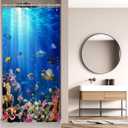 Ocean Underwater World Shower Curtain Colorful Tropical Fishes Turtle Coral in The Deep Sea Home Dcor Waterproof Fabric 72Lx36W Inch Blue Plastic Hooks