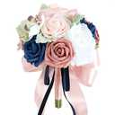 Emivery Bridesmaid Bouquet for Wedding, Dusty Rose and Navy Blue Flowers Wedding Bouquet Bridesmaid Tossing Bouquet for Wedding Ceremony Anniversary Bridal Shower Party Decoration, Pink&blue