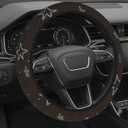 Cute Steering Wheel Cover for Women, Machine Washable Universal 14.5-15.5 inch Non-Slip Grip All Weather Use (Brown Leopard Stars)