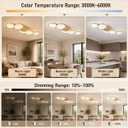 39.37 Inch Modern LED Ceiling Light Fixture, 60W Flush Mount Ceiling Light, 3000K-6000K Adjustable Color Temperature, 5 Ring Design, Gold