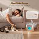 Cat Water Fountain Stainless Steel: Pet Fountains with 10 Filters + 10 Sponges 2.2L Cats Automatic Waterer Bowls for Drinking Small Dog Water Dispenser Indoor HOOISE Metal Kitty Watering Silent