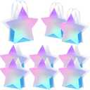 Sweetude 12 Pcs Star Shaped Party Favor Bags with Handle Mini Iridescent Paper Gift Goodie Bags for Holiday Wedding Birthday Party Supplies(Stylish Style)