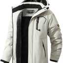 MAOYSSEN Men's Ski Jacket Warm Winter Snow Coat Waterproof Mountain Windbreaker Snowboarding Jacket Hooded for Hiking Travel, XL