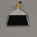 MR.SIGA Mini Dustpan and Brush Set, Portable Cleaning Brush and Dustpan Combo with Bamboo Handle, 1 Set (White)