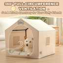 Jiupety Indoor Dog House with Frame, Cute Dog Tent Bed with Cover Cave, Breathable, Washable, and Foldable House, Suitable for 20-40 Lb, Large (25"25"25"), Beige