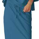 SENSERISE Womens 2 Piece Outfits Oversized Top and Maxi Skirt Set Summer Matching Sets Travel Vacation Outfits (Small, Dark Blue)