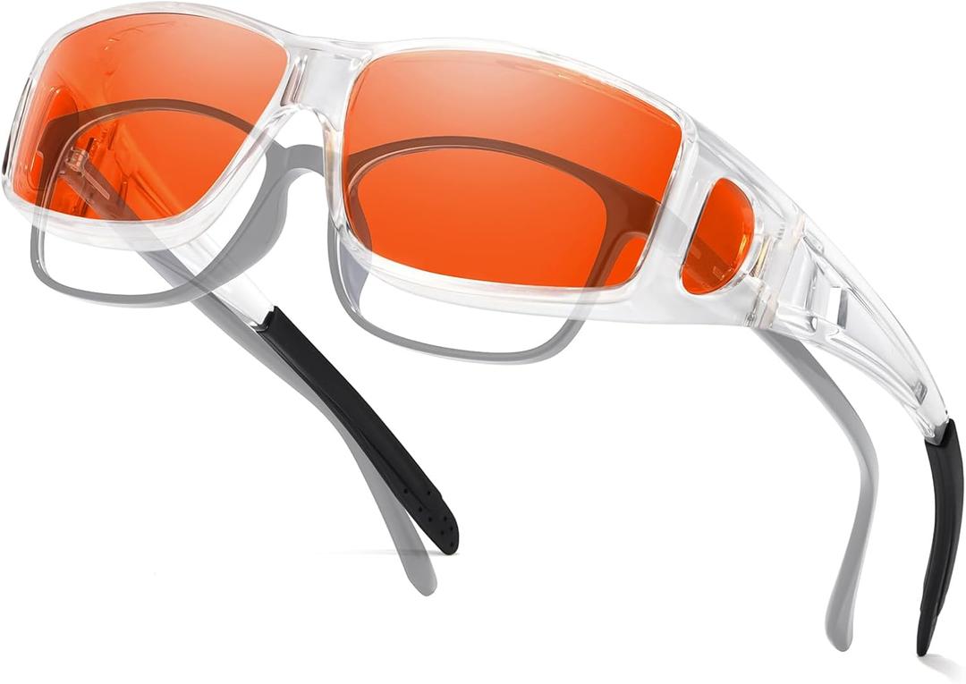 TJUTR Blue Light Blocking Fit Over Glasses for Women Men, Computer Gaming Glasses Anti Eyestrain, Sleep Better TB0311