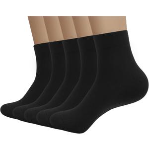 SERISIMPLE Viscose Bamboo Men's Breathable Quarter Thin Ankle High Socks - Comfort Cool Soft 5 Pairs (X-Large, Black)