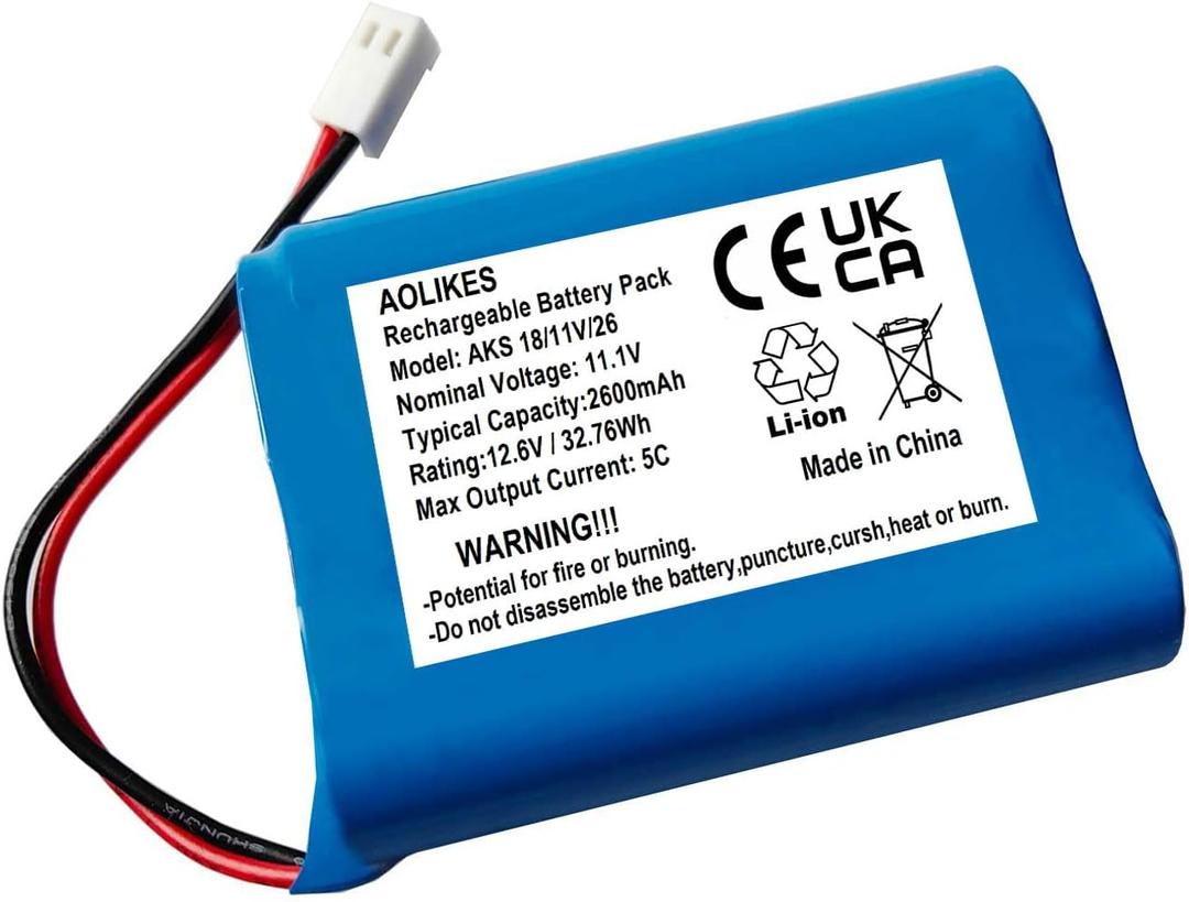 AOLIKES 11.1v 18650 3s1p Rechargeable Battery with MAT100/2P Plug / 5C Cells/Support Fast Charging 12.6V Batteries Pack