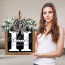 Ultra Large 14'' Last Name All Year Round Front Door Wreath with 26 Initial Letter Welcome Sign All Seasons Eucalyptus Garland and Bow Wreaths for Front Door Porch Farmhouse Decoration (H)