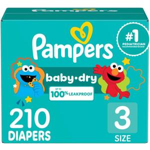 Pampers Diapers - Baby Dry - Size 3, 210 Count, Absorbent Disposable Infant Diaper Pampers Diapers - Baby Dry - Size 3, 210 Count, Absorbent Disposable Infant DiaperÂ