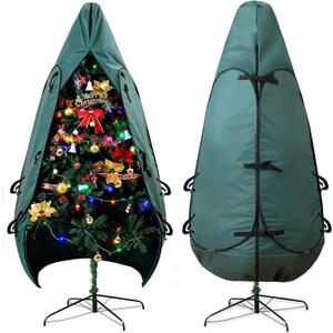 Upright Christmas Tree Storage Bag 7.5 Ft, Christmas Tree Cover Fit for 6 Ft to 7.5 Ft, Christmas Tree Covers for Upright Storage, Christmas Tree Bag (Green)