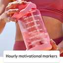 Takeya Motivational Water Bottle with Straw Lid and Time Marker (64 oz, Cloud White) - Leakproof, BPA Free Water Bottle for Daily Intake Tracking
