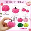 2 x 16 Pcs Christmas Velvet Pumpkins Decor Pink and Green Harvest Christmas Artificial Rustic Pumpkins Decoration Fabric Foam Fake for Holiday Gifts Farmhouse Xams Table Centerpiece
