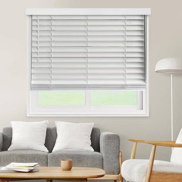 Pre-Cut White Cordless Room Darkening Faux Wood Blind with 2 in. Slats 51 in. W x 60 in. L
