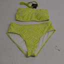 ZAFUL Women Strapless High Cut Bandeau Bikini Lace Up 2 Pieces Swimwear Large