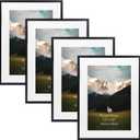 Giftgarden 16x22 Picture Frame Set of 4, 16x22 Frames Matted to 12x18 Pictures for Wall Hanging, Black
