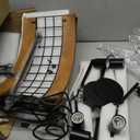 6-Light Farmhouse Chandelier for Entryway, Rustic Dining Room Light Fixtures, Industrial Drum Hanging Lighting for Kitchen Island Foyer, Black Wood and Black Metal Finish