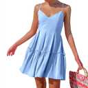 FANCYINN Womens Summer Dress Spaghetti Strap Sleeveless V-Neck Casual Swing Sundress, Size S