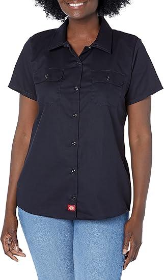 Dickies Women's Short Sleeve Work Shirt (XX-Large, Dark Navy)