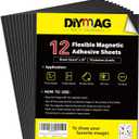 DIYMAG Magnetic Adhesive Sheets Photo Mat, 8" x 10" 12 Pack Flexible Magnets with Adhesive Backing for Crafts, Photos and Pattern Storage, Easy to Peel and Stick