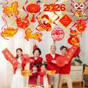 Happy Chinese New Year Hanging Swirls 2026 Chinese New Year Party Decoration Year of Horse New Year Themed Swirl Ceilings Smile Spring Festival Hanging Streamers for Lunar New Year Party Supplies