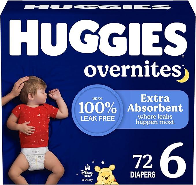 Huggies Size 6 Overnites Baby Diapers: Overnight Diapers, Size 6 (35+ lbs), 72 Ct, 