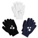 Glooarm 3 Pairs Kids Gloves Winter Gripper Knit Magic Gloves Stretch Warm Cold Weather Gloves for Boys Girls, Size: 8-12 Years