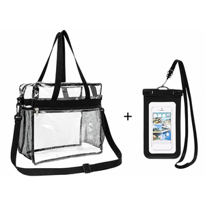 Abbylike 1 Pcs Clear Bag for Stadium Events 12x6x12 Inch Clear Tote Bags with Reinforced Strap and 7 Inch Universal Waterproof Phone Pouch for Concert Men Women Gym Beach Travel