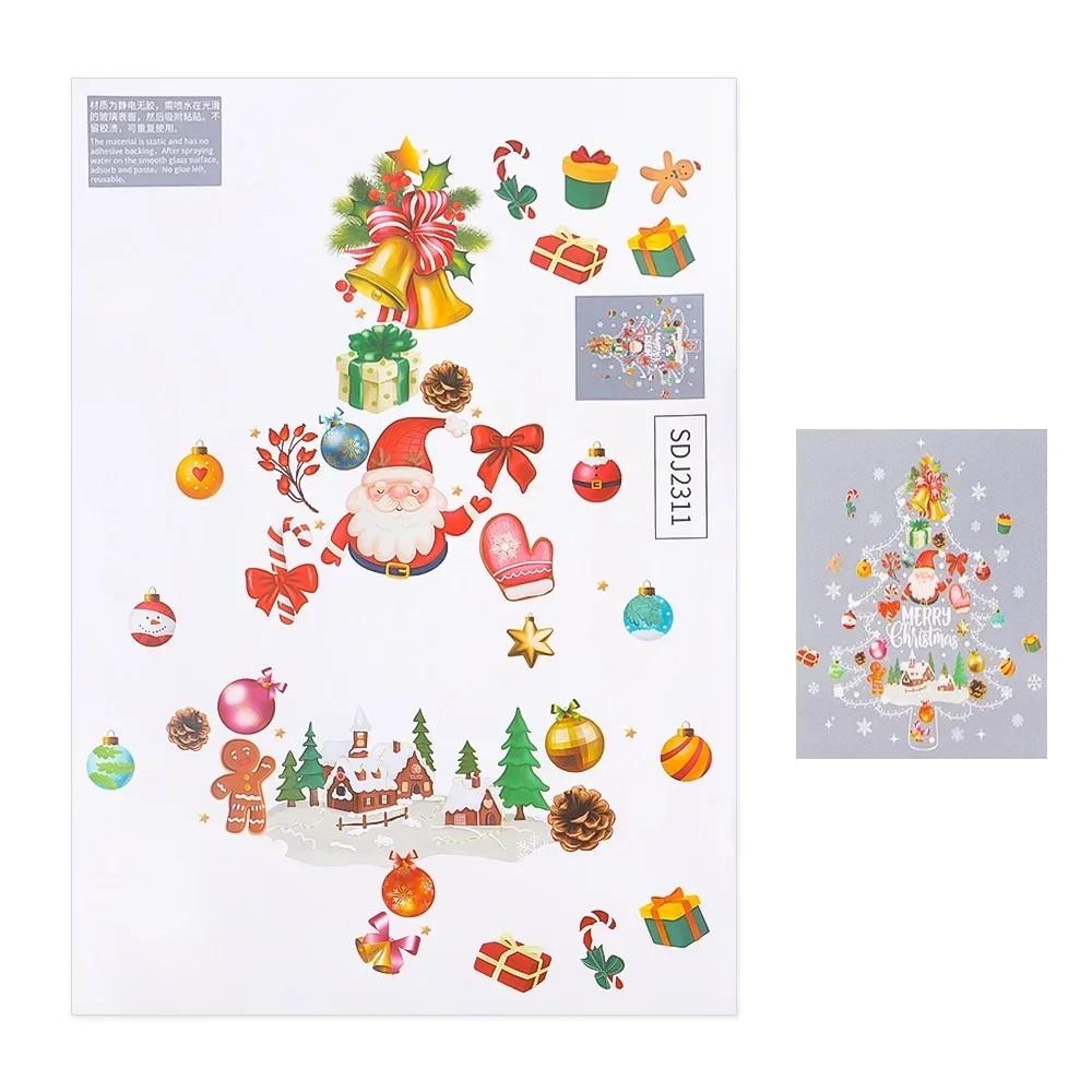 Christmas Window Stickers Santa Claus Xmas Tree Glass Stickers Ornament New Year Party Decorations Decal