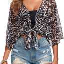 RELLECIGA Beach Cover Up for Women Swimsuit Kimono Cardigans Loose Casual Bathing Suit Coverups (Large, Leopard)