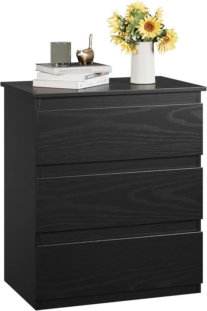 Bamjoy Black Nightstand with 3 Drawers, Beside Table with Drawers for Bedroom, Small Side Table Storage Cabinet 3 Drawer Night Stand for Home Office, 18.0W x 14.0D x 24.8H Inches Bamjoy Black Nightstand with 3 Drawers, Beside Table with Drawers for Bedroom, Small Side Table Storage Cabinet 3 Drawer Night Stand for Home Office, 18.0W x 14.0D x 24.8H Inches