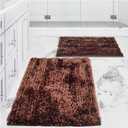 Civkor Brown Bathroom Mats, Non Slip Washable, 31x20 and 24x16 Inch Set 2 Piece, Easy Care Chenille Bath Rugs