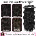 ALXNAN Clip in Long Wavy Synthetic Hair Extension 24 Inch Black 4PCS Thick Hairpieces Fiber Double Weft Hair for Women