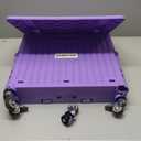 Folding Utility Cart Portable Rolling Crate Handcart Shopping Trolley Collapsible Tool Box, with Lid, Basket on 4 Rotate Wheels, for Grocery, Shopping, Office, Storage, Teacher (Purple)