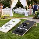Soulchen Wedding Cornhole Boards Set with 8 Bean Bags,Balck White
4x2 ft Regulation Solid Wood, Team Bride Vs Groom Design, Portable Case, Yard Party Toss for Adults, Indoor Outdoor