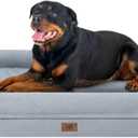 Orthopedic Washable Large Dog Bed, XXLarge Waterproof Pet Bed Bolster for Large Size Dogs, XXL Big Dog Beds for Extra Large Dogs with Removable Cover (Grey)