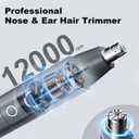 JISHO Rechargeable Ear and Nose Hair Trimmer for Men Women-12000 RPM Powerful Motor with Dual Edge Blades, Waterproof, USB Type-C, Easy to Clean Travel Size