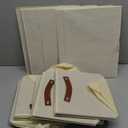 [6-Pack] Fabric Storage Bins Reinforced 2.5mm Cardboard Shelf Bins with PU Leather Handles (15x11x9.5 ) Durable Storage Baskets for Closet Organization, Toy Organizer, & Home Office Beige