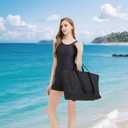 Large Beach Bag for Women Beach Tote Bag with Waterproof Zipper Waterproof Sandproof Pool Tote Foldable Travel Tote