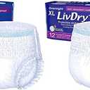 LivDry Adult Incontinence Underwear, Extra Absorbency with Overnight Comfort Bundle - Extra Large, Bag