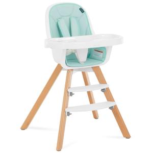 volur Zoodle 3-in-1 High Chair in Mint | Convertible Wooden Baby Feeding Chair with Dishwasher Safe Removable Tray, Adjustable Footrest, Padded Cushion, 5-Point Harness for Infants & Toddlers