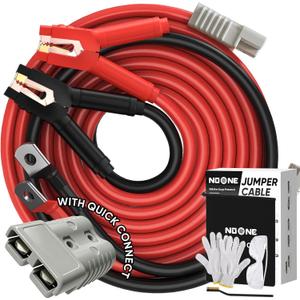 NOONE 2/0 Gauge 30 FT Heavy Duty Jumper Cables - 1500Amp Quick Connect Automotive Booster Jumper Cables for Car, SUV and Truck Battery - Jumper Cables Kit with Gloves, Goggles, Brushes in Carry Bag