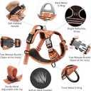 Timos Dog Harness for Large Dogs, No Pull Service Vest with Reflective Strips and Control Handle,No Choke Dog Harness with 2 Metal Rings for Easy Walking,Outdoor Training,Flower Orange, L