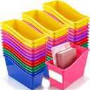 Teling 36 Pcs Book Bins Bulk for Classroom Storage Plastic Magazine Holder with Label Interlocking File Folder Organizer Binder Container Box for School Office Desktop Bookshelf Home (Rainbow Bright), 
Product Dimensions	19.09"L x 18.9"W x 13.39"H