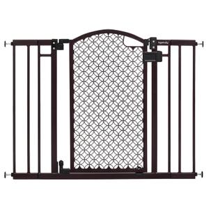 Ingenuity Decorative Panel Tall Baby Gate & Dog Gate, 28"-42" Wide, 30" Tall, Hardware or Pressure Mounted, Install on Top or Bottom of Stairs, Banister, or Doorway - Espresso