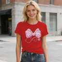 Valentines Nurse Shirt for Women-Valentines Day Bow Short Sleeves Funny Nursing School Tee Tops (Red, XXL)