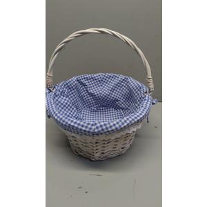 Oypeip Easter Basket Gift Basket Oval Willow Round Wicker Storage Basket With One Drop Down Handle Easter Baskets for Kids Fabric Cotton Linen For Office, Bedroom, Closet, Toys